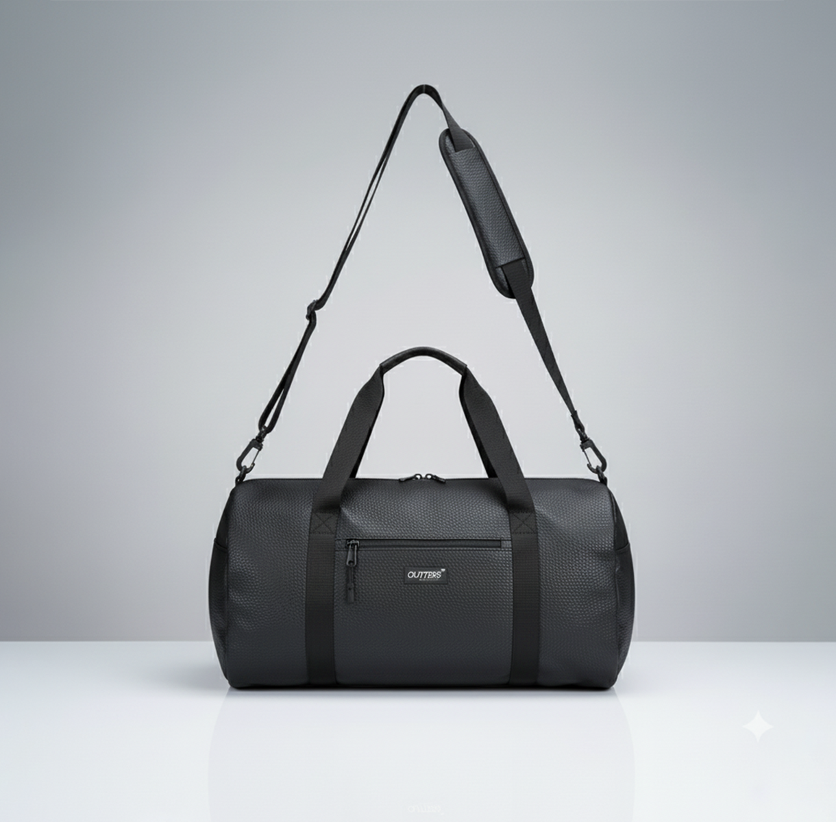 Black PU Leather Travel Duffle Gym bag