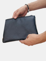 Outters Black Synthatic Leather Clutch Pouch, Unisex