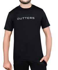 تي شيرت Outters Men Performance Dry Fit Sports نصف كم للياقة البدنية باللون الأسود 