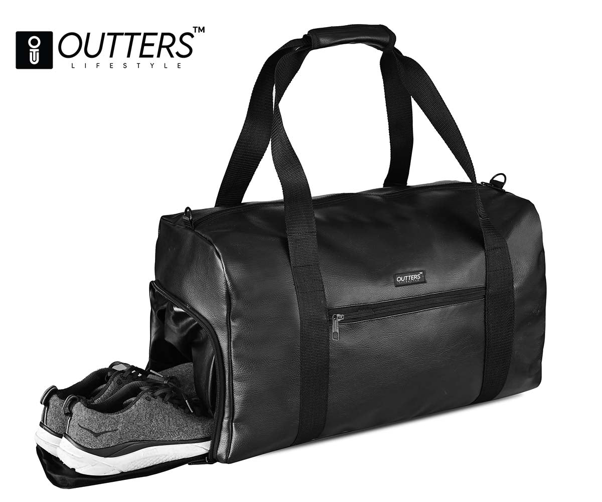 Outters Synthetic Premium Travel Bag, Gym Bag, Travel Partner Waterproof Black