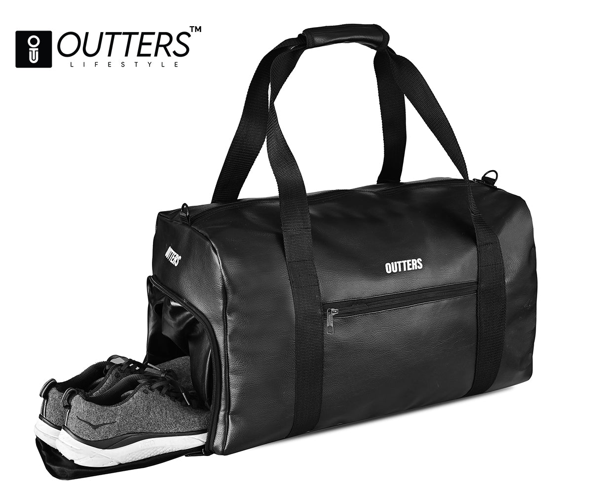 Outters Synthetic Premium Travel Bag, Gym Bag, Travel Partner Waterproof Black