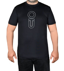 تي شيرت Outters Men باللون الأسود Dri-Fit بأكمام قصيرة وياقة مستديرة 