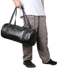 Black PU Leather Travel Duffle Gym bag
