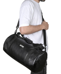 Black PU Leather Travel Duffle Gym bag