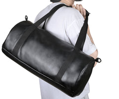 Black PU Leather Travel Duffle Gym bag
