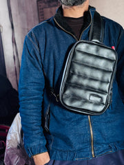 Outters  Slim Synthatic leather Black Crossbody Bag J2