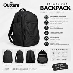 School Pro Backpack – Black School Bag | Outters water proof