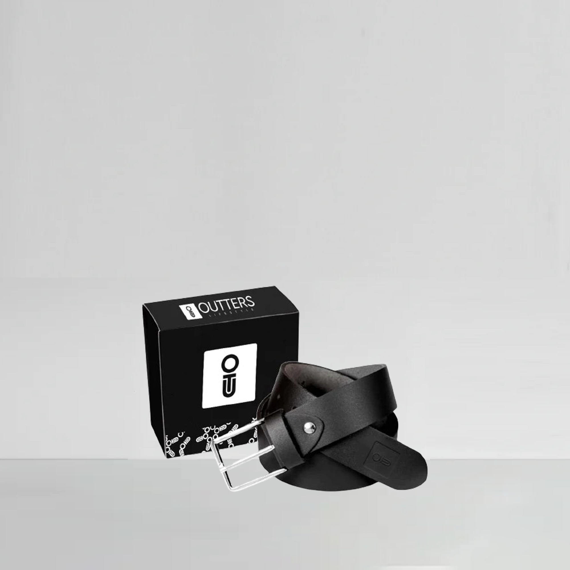 Outters Men's Casual Leather Belt, brass buckle