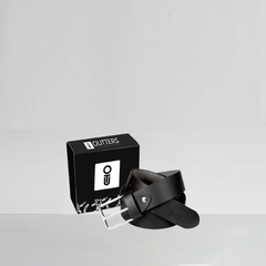 Outters Men's Casual Leather Belt, brass buckle