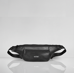 Outters Large Crossbody Leather Fanny Pack with 2-Zipper Pockets