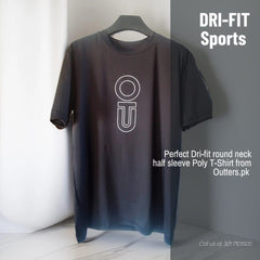 تي شيرت Outters Men باللون الأسود Dri-Fit بأكمام قصيرة وياقة مستديرة 