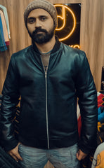Outters Men's Lamb Leather Classic Asymmetrical Bomber style Jacket